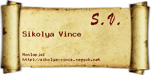 Sikolya Vince névjegykártya